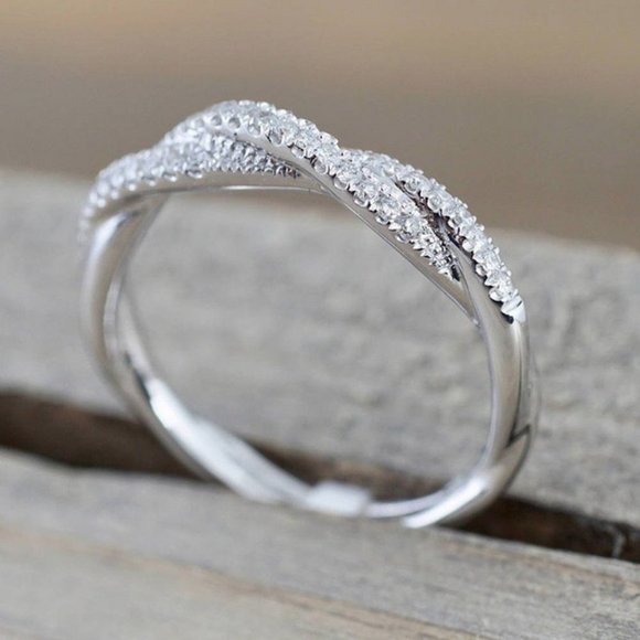 NEW 925 Silver Diamond Twisted Eternity Ring - Picture 3 of 4